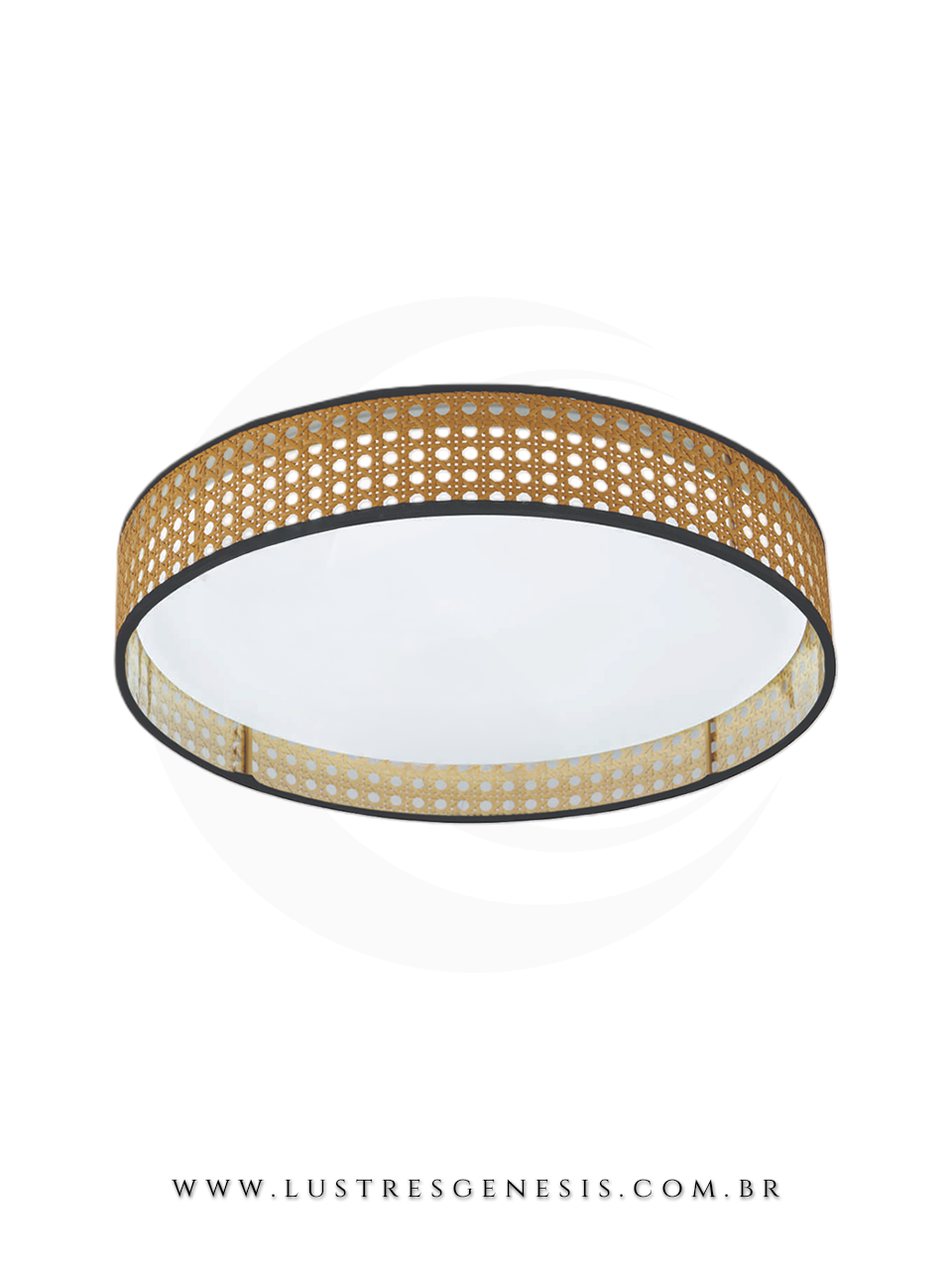 Plafon LED Potente 2800LM com Acabamento em Bamboo Real